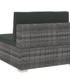 vidaXL 4 Piece Garden Sofa Set with Cushions Poly Rattan Grey