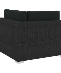 vidaXL 4 Piece Garden Sofa Set with Cushions Poly Rattan Black
