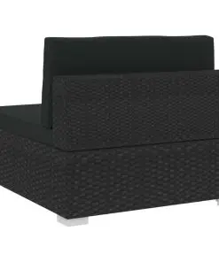 vidaXL 4 Piece Garden Sofa Set with Cushions Poly Rattan Black