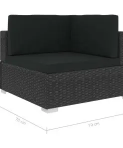 vidaXL 4 Piece Garden Sofa Set with Cushions Poly Rattan Black