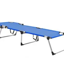 vidaXL Extra High Folding Senior Sunbed Blue Aluminium