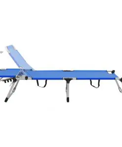 vidaXL Extra High Folding Senior Sunbed Blue Aluminium