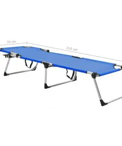 vidaXL Extra High Folding Senior Sunbed Blue Aluminium