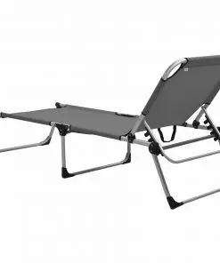vidaXL Extra High Folding Senior Sunbed Grey Aluminium