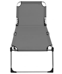 vidaXL Extra High Folding Senior Sunbed Grey Aluminium