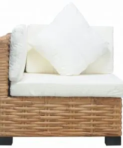 vidaXL Corner Sofa with Cushions Natural Rattan