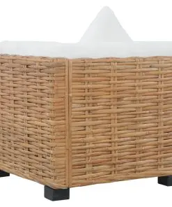 vidaXL Corner Sofa with Cushions Natural Rattan