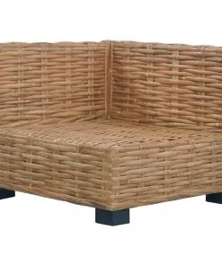 vidaXL Corner Sofa with Cushions Natural Rattan