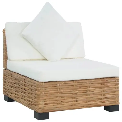 vidaXL Armless Sofa with Cushions Natural Rattan