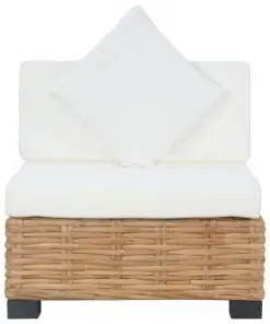 vidaXL Armless Sofa with Cushions Natural Rattan