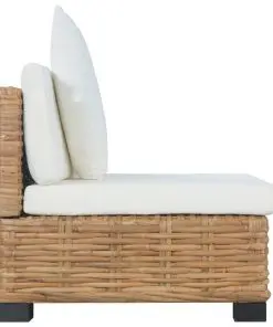 vidaXL Armless Sofa with Cushions Natural Rattan