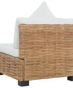 vidaXL Armless Sofa with Cushions Natural Rattan