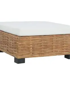 vidaXL Footrest with Cushion Natural Rattan