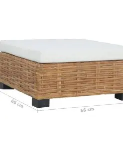 vidaXL Footrest with Cushion Natural Rattan