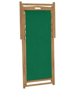 vidaXL Folding Beach Chair Solid Teak Wood Green