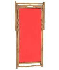 vidaXL Folding Beach Chair Solid Teak Wood Red