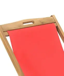 vidaXL Folding Beach Chair Solid Teak Wood Red