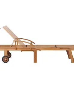 vidaXL Sun Lounger with Table Solid Teak Wood