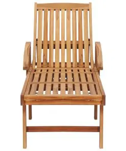 vidaXL Sun Lounger with Table Solid Teak Wood