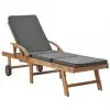 vidaXL Sun Lounger with Cushion Solid Teak Wood Dark Grey vidaXL Sun Lounger with Cushion Solid Teak Wood Dark Grey