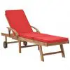 vidaXL Sun Lounger with Cushion Solid Teak Wood Red vidaXL Sun Lounger with Cushion Solid Teak Wood Red