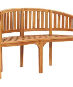 vidaXL Banana Bench 120 cm Solid Teak Wood