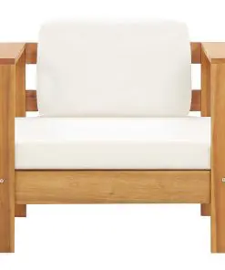 vidaXL Garden Chair with Cushion Cream Solid Acacia Wood