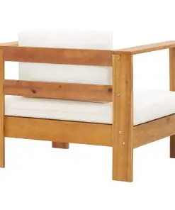 vidaXL Garden Chair with Cushion Cream Solid Acacia Wood