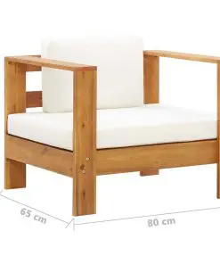 vidaXL Garden Chair with Cushion Cream Solid Acacia Wood
