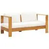 vidaXL Garden Sofa with Cushion 140 cm Solid Acacia Wood Cream White