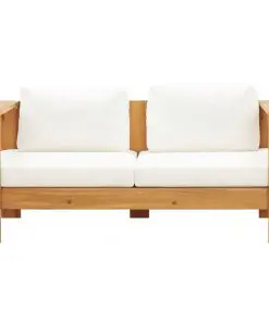 vidaXL Garden Sofa with Cushion 140 cm Solid Acacia Wood Cream White