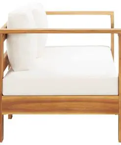 vidaXL Garden Sofa with Cushion 140 cm Solid Acacia Wood Cream White