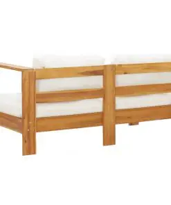 vidaXL Garden Sofa with Cushion 140 cm Solid Acacia Wood Cream White