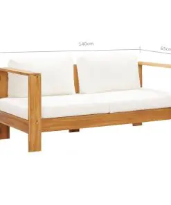 vidaXL Garden Sofa with Cushion 140 cm Solid Acacia Wood Cream White