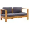vidaXL Garden Sofa Bench with Cushions 140 cm Solid Acacia Wood Grey