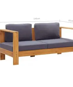 vidaXL Garden Sofa Bench with Cushions 140 cm Solid Acacia Wood Grey