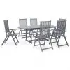 vidaXL 7 Piece Outdoor Dining Set Solid Acacia Wood Grey