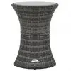 vidaXL Garden Side Table Drum Shape Grey Poly Rattan