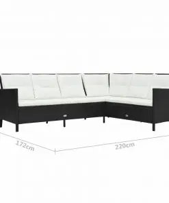 vidaXL 3 Piece Garden Lounge Set with Cushions Poly Rattan Black