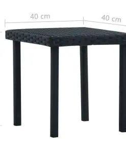 vidaXL Garden Tea Table Black 40x40x40 cm Poly Rattan