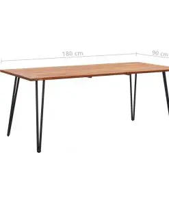 vidaXL Garden Table with Hairpin Legs 180x90x75 cm Solid Acacia Wood
