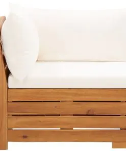 vidaXL Sectional Corner Sofa 1 pc with Cushions Solid Acacia Wood