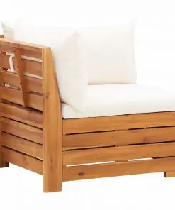 vidaXL Sectional Corner Sofa 1 pc with Cushions Solid Acacia Wood