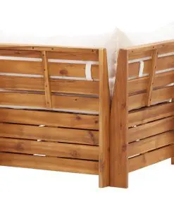 vidaXL Sectional Corner Sofa 1 pc with Cushions Solid Acacia Wood