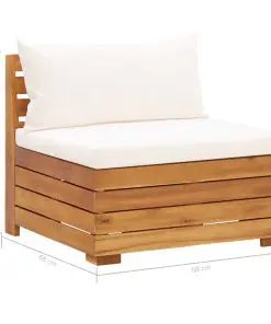 vidaXL Sectional Middle Sofa 1 pc with Cushions Solid Acacia Wood