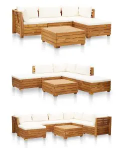 vidaXL Sectional Middle Sofa 1 pc with Cushions Solid Acacia Wood