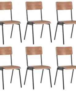 vidaXL Dining Chairs 6 pcs Brown Plywood