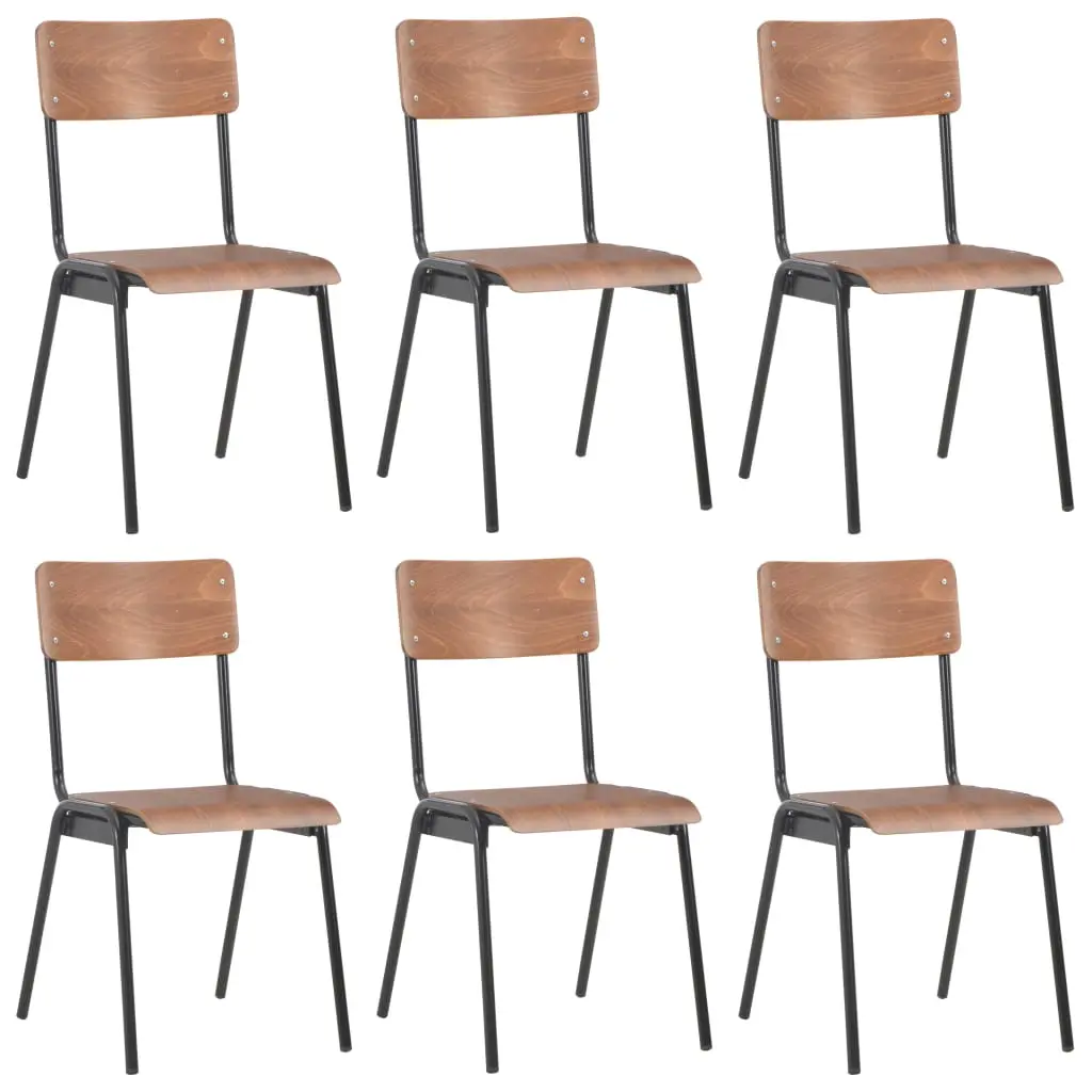 vidaXL Dining Chairs 6 pcs Brown Plywood