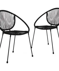 vidaXL Garden Chairs 2 pcs PVC Rattan Black