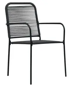 vidaXL Garden Chairs 2 pcs Cotton Rope and Steel Black